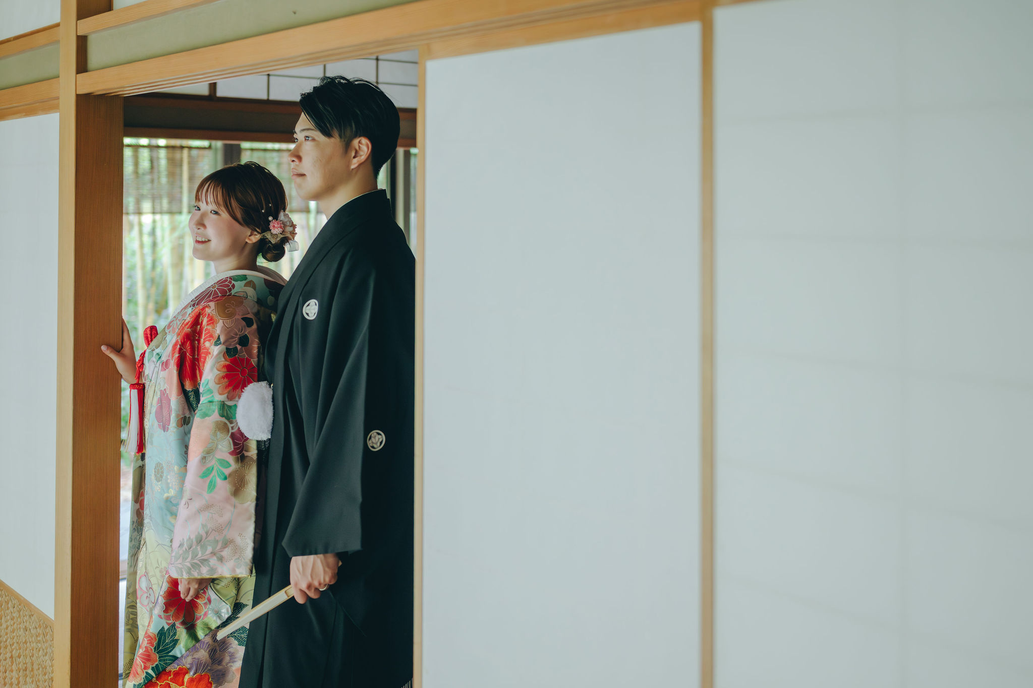洛西竹林公園の茶室|新郎新婦