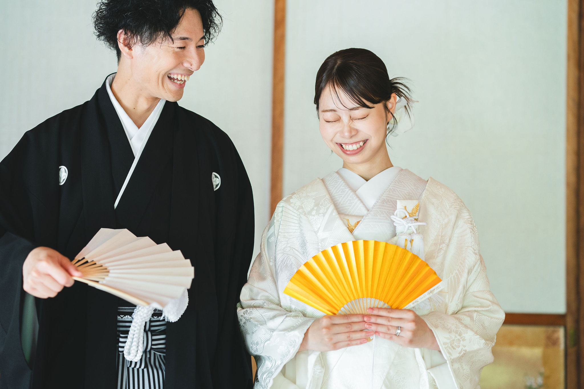 笑顔の新郎新婦様｜京都の仁和寺にて