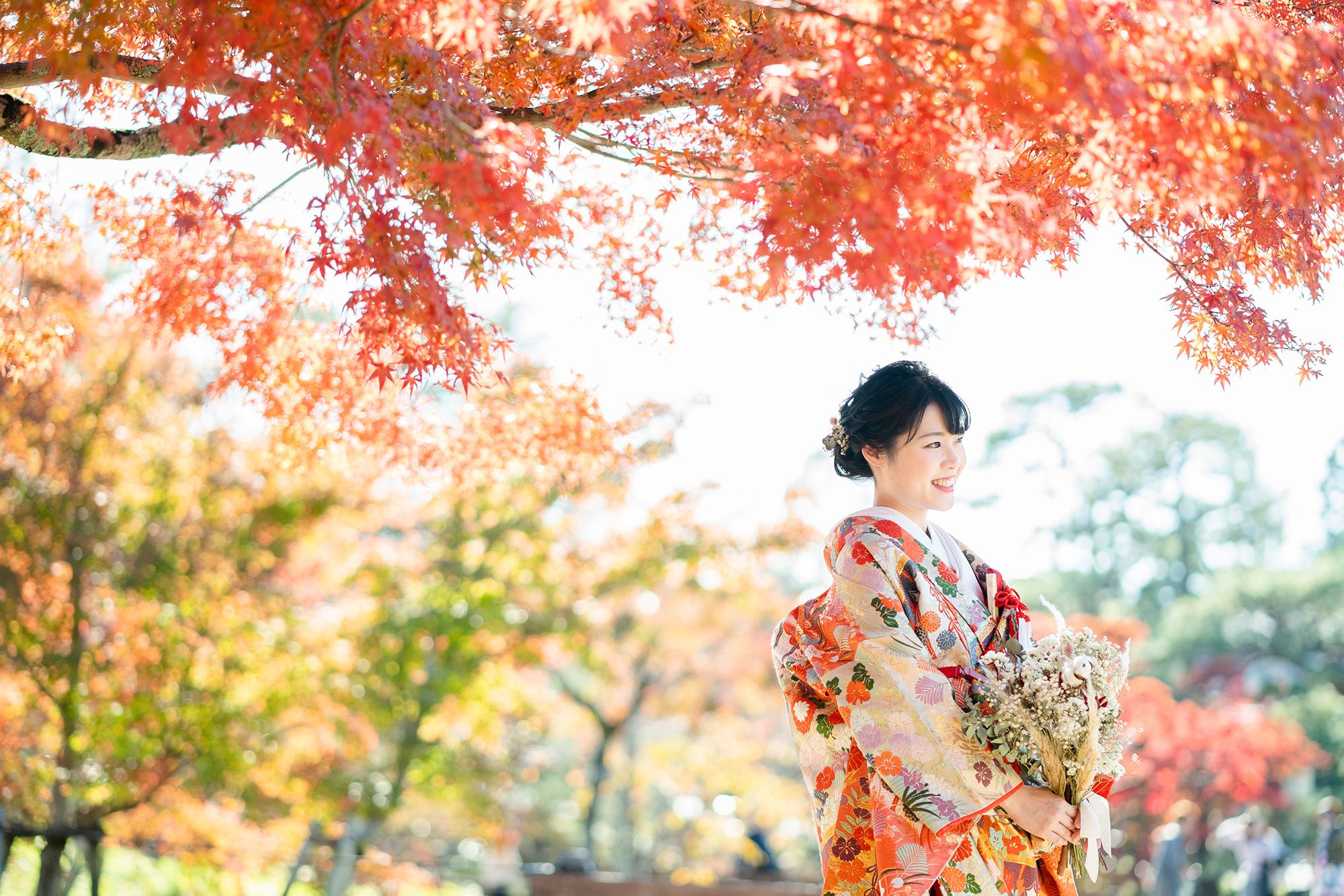 新婦ソロ、紅葉の円山公園