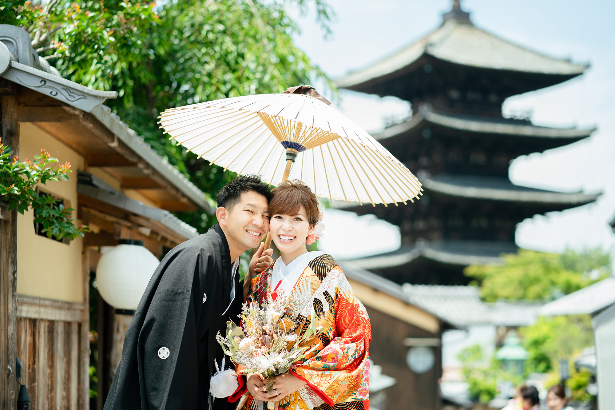 京都八坂の塔で前撮り