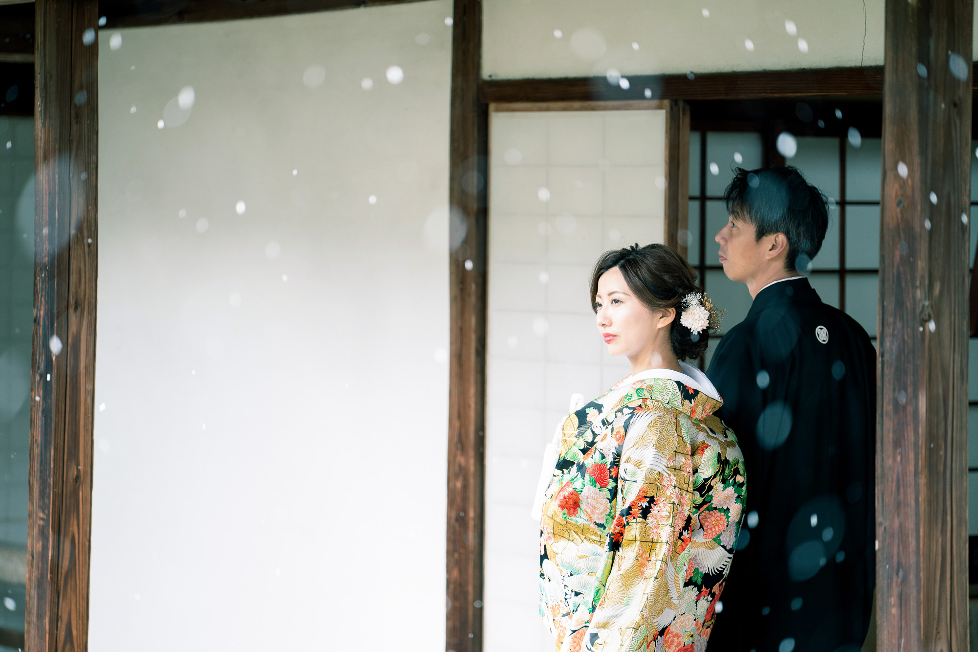 雪の中、和装前撮り