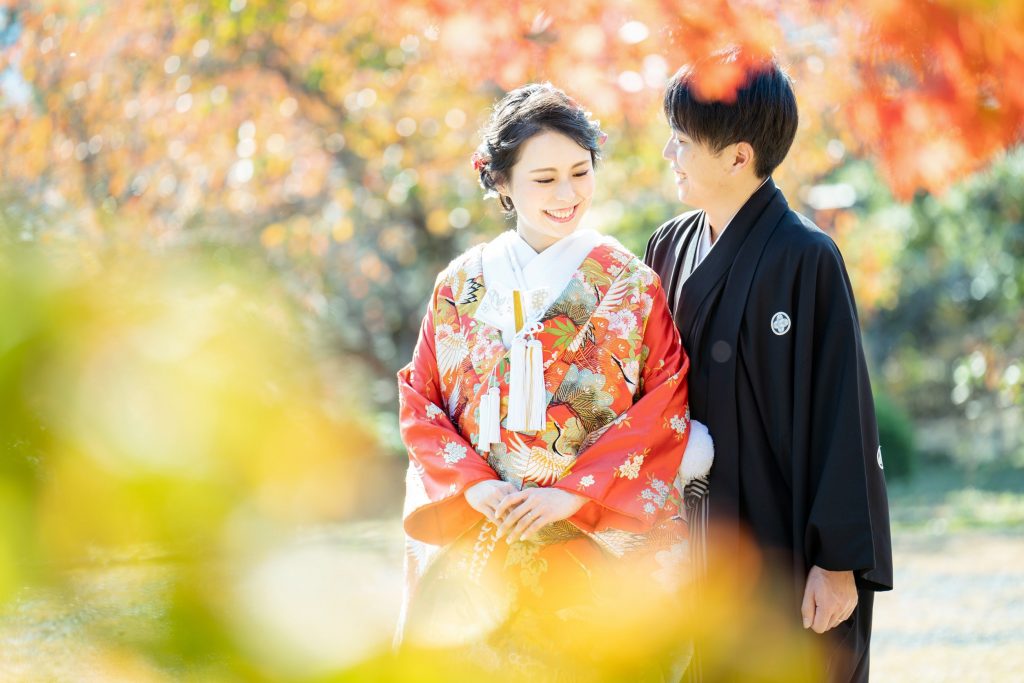 紅葉に包まれる和装前撮り