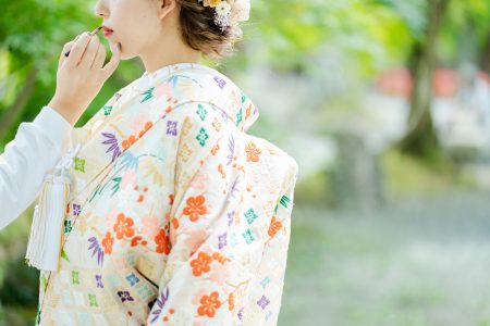 唐織の色打掛（松竹梅と吉祥文様）