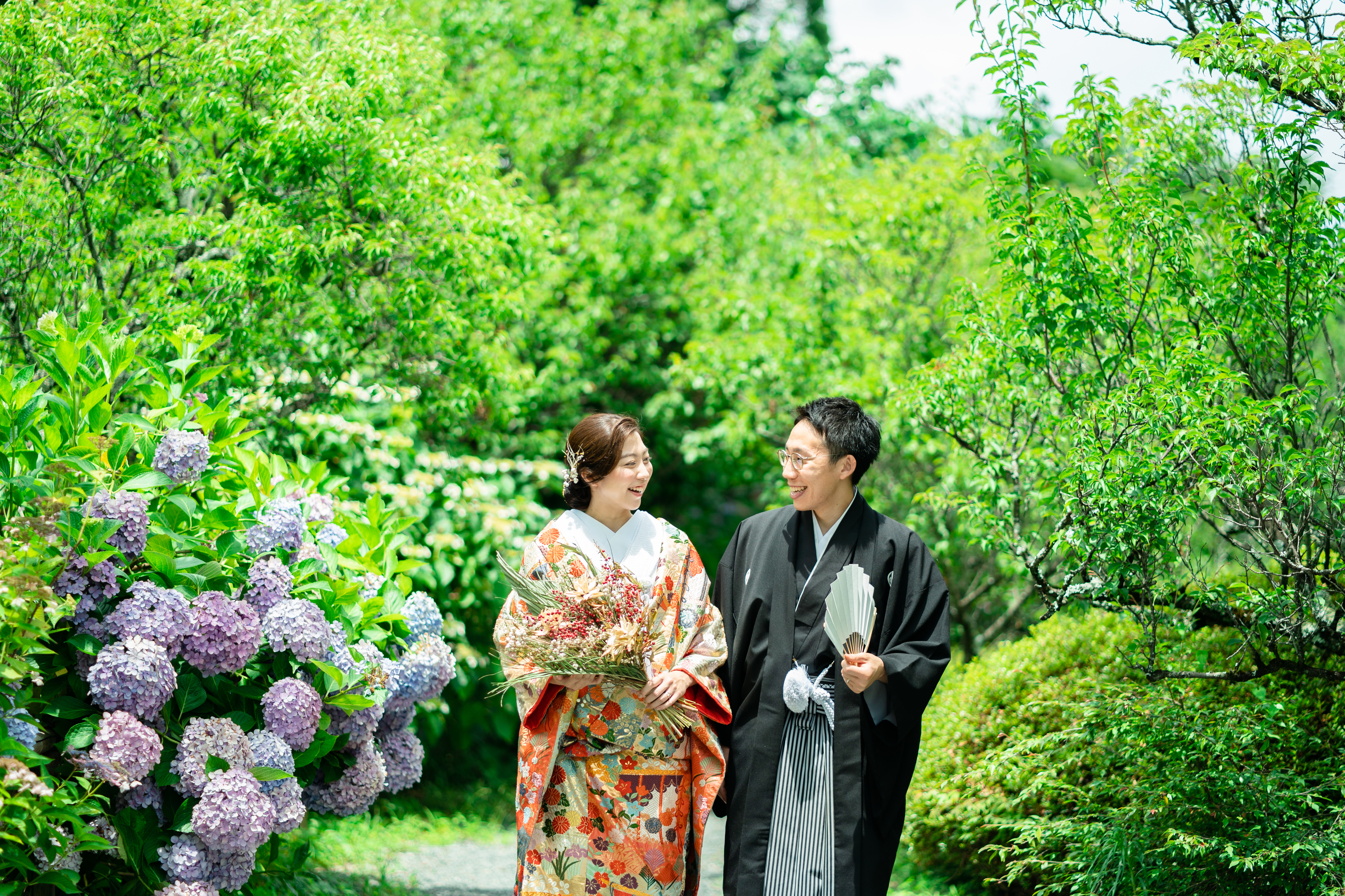紫陽花と前撮り