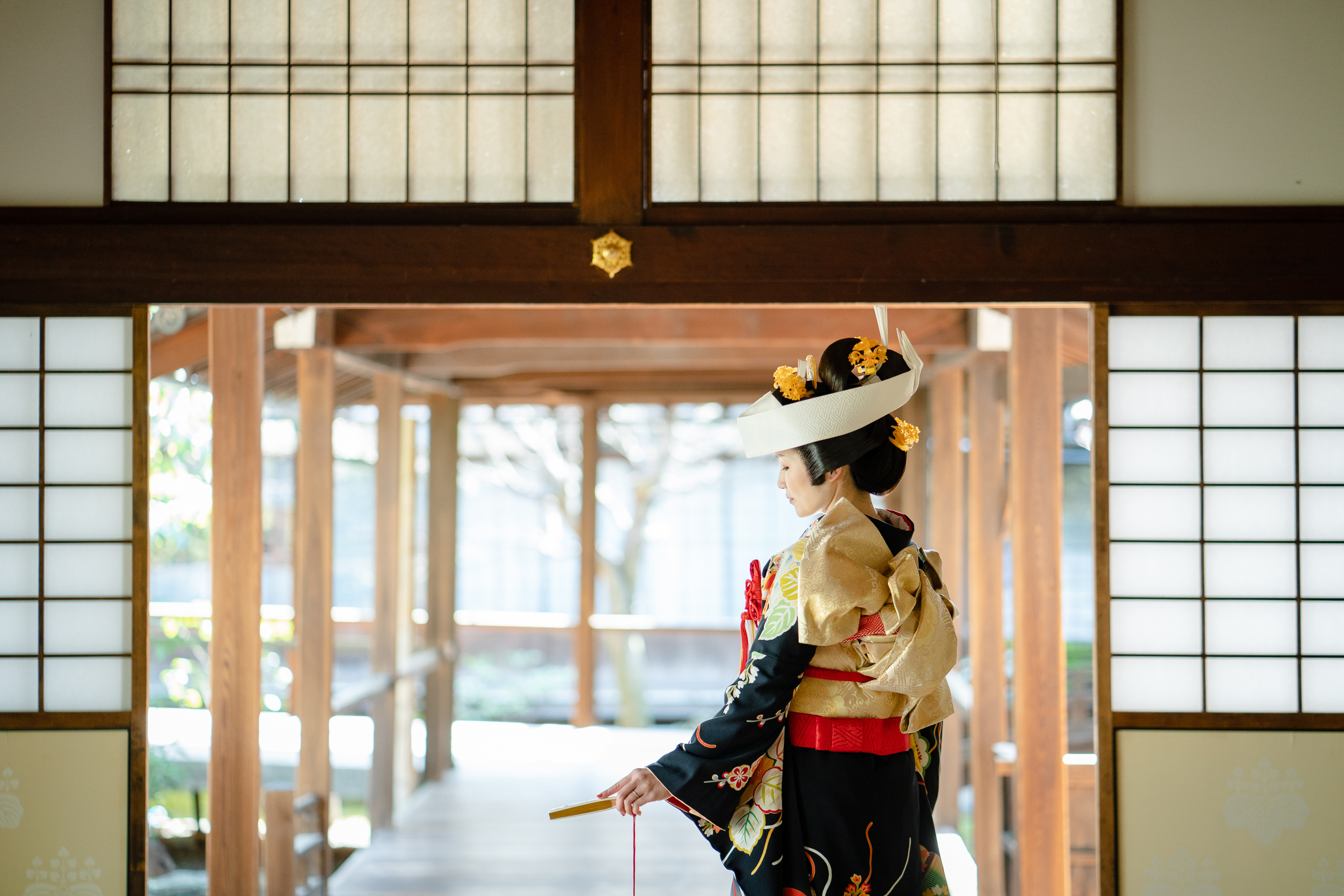 本法寺　前撮り　黒引振袖　新婦様