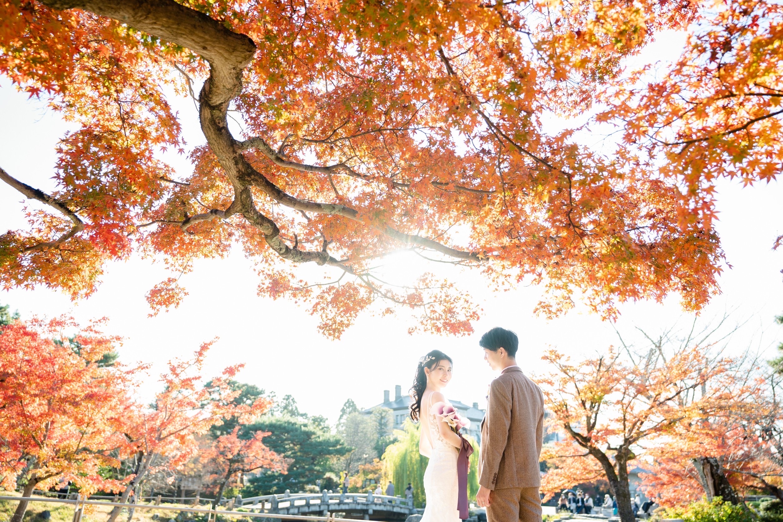 京都前撮りドレスイメージ、紅葉の季節