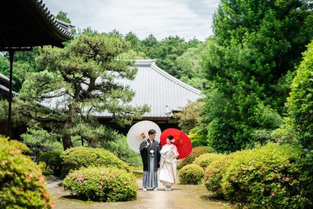 お庭で前撮り