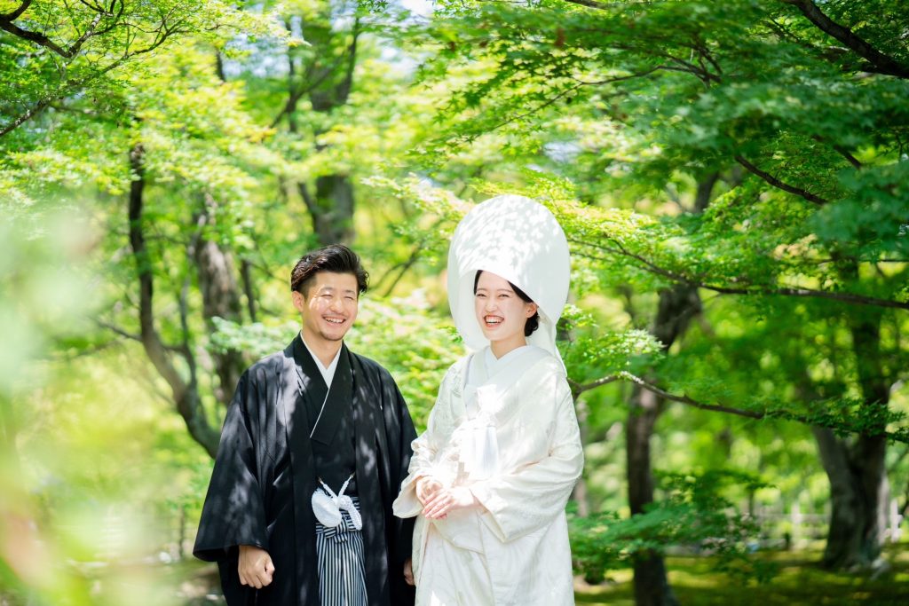 東福寺の和装前撮り事例（新緑シーズン）