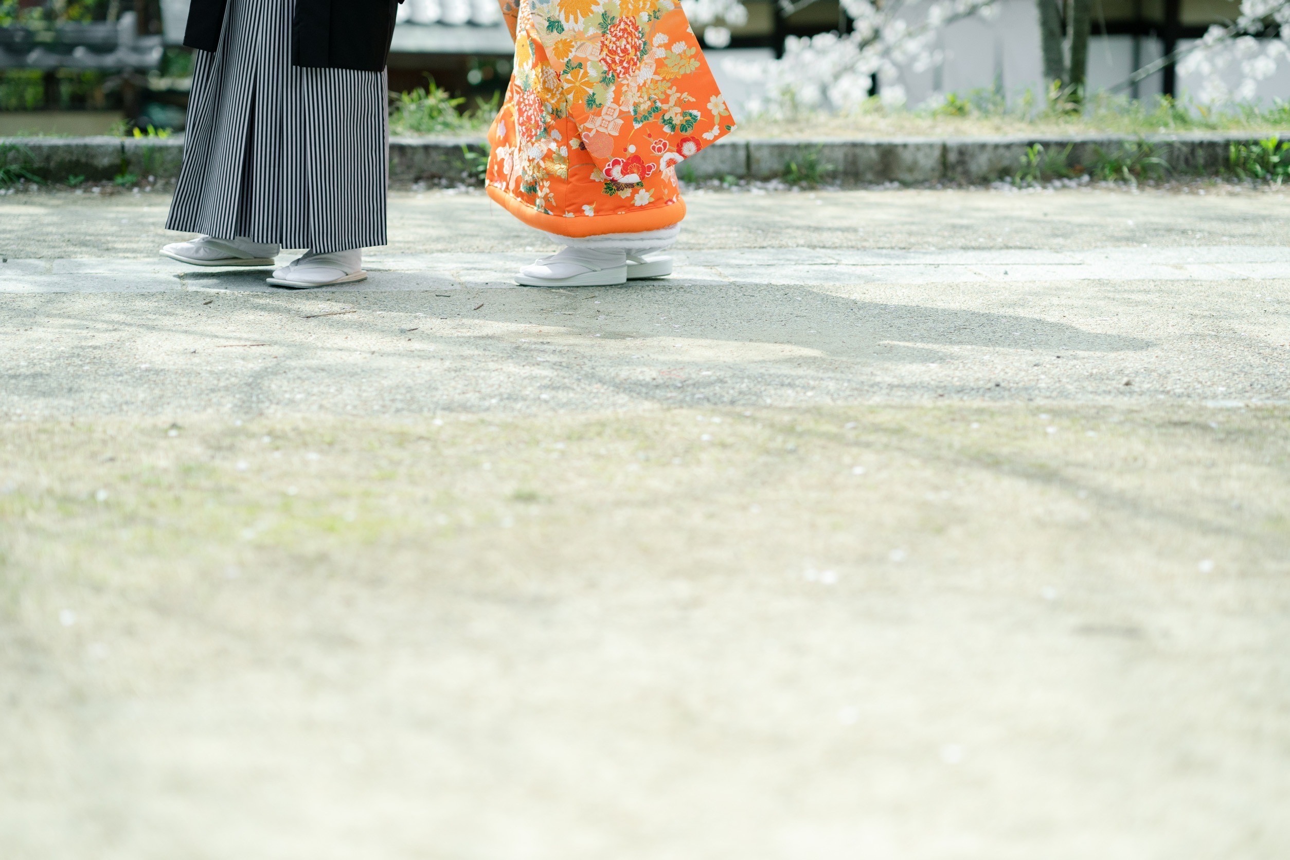 前撮りで撮影した足元イメージ（高台寺公園）
