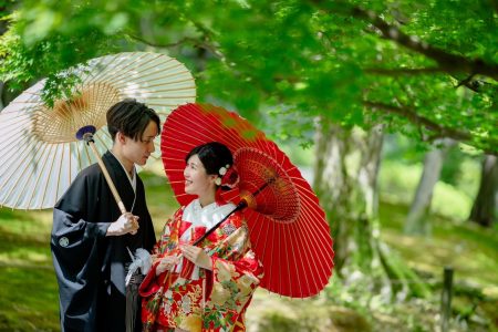 東福寺前撮り。青紅葉とのイメージ画像。