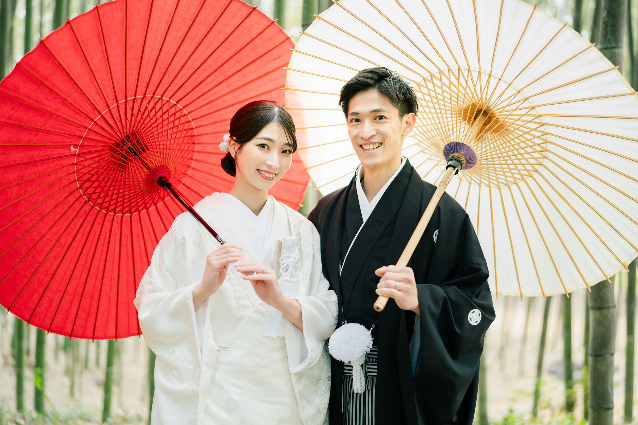 冬の大覚寺前撮りイメージ（白無垢姿）