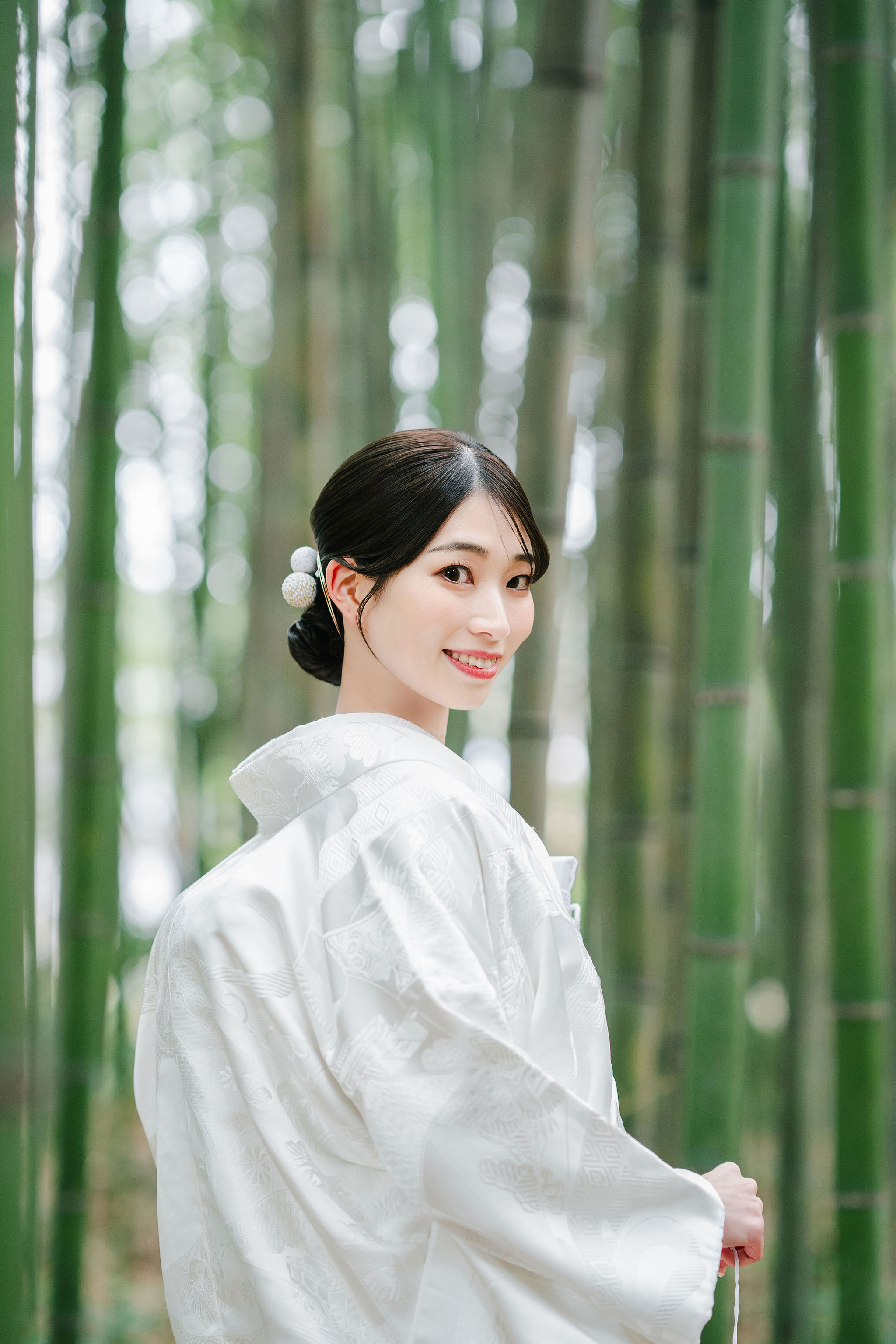 冬の大覚寺前撮りイメージ（白無垢姿）