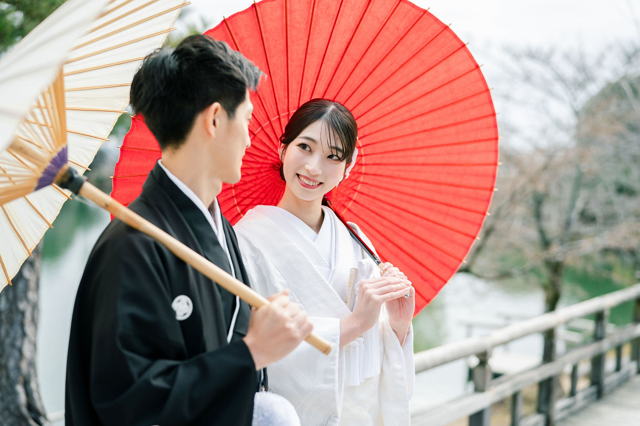 冬の大覚寺前撮りイメージ(白無垢姿)