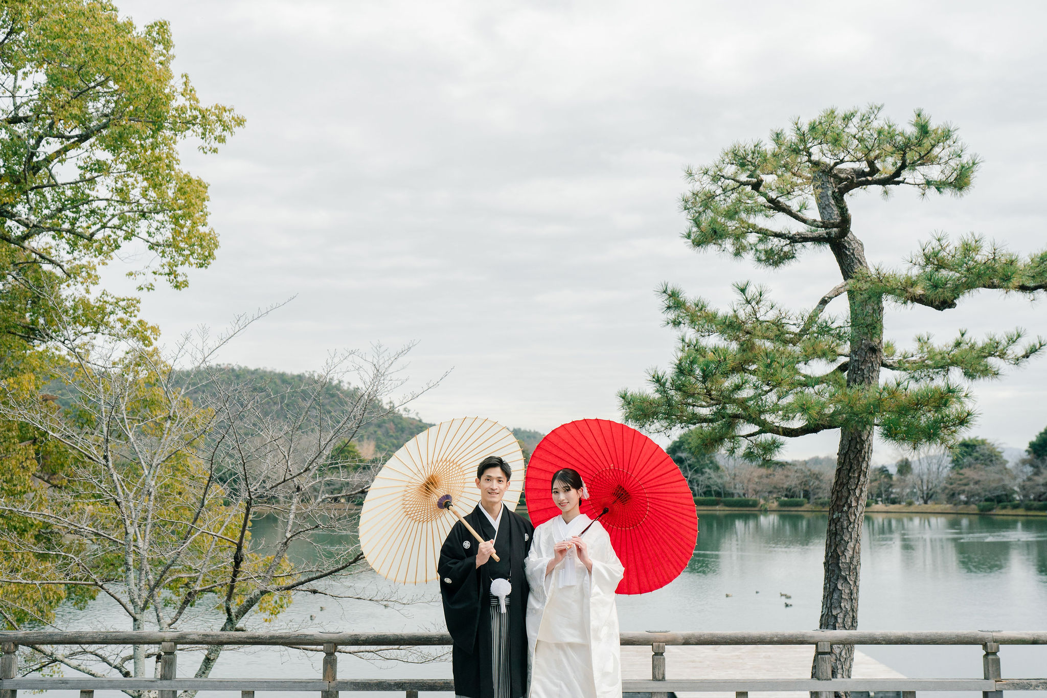 冬の大覚寺前撮りイメージ（白無垢姿）