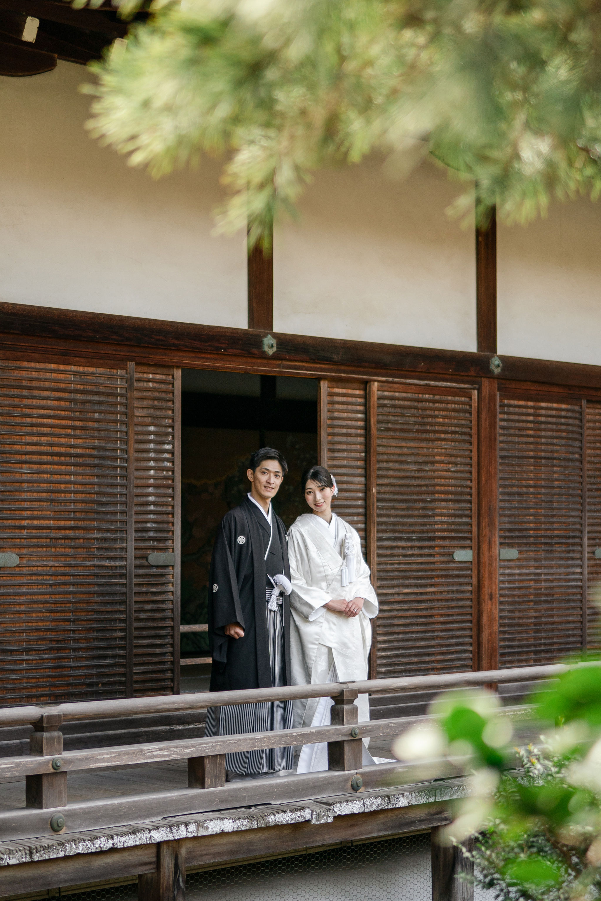 冬の大覚寺前撮りイメージ（白無垢姿）