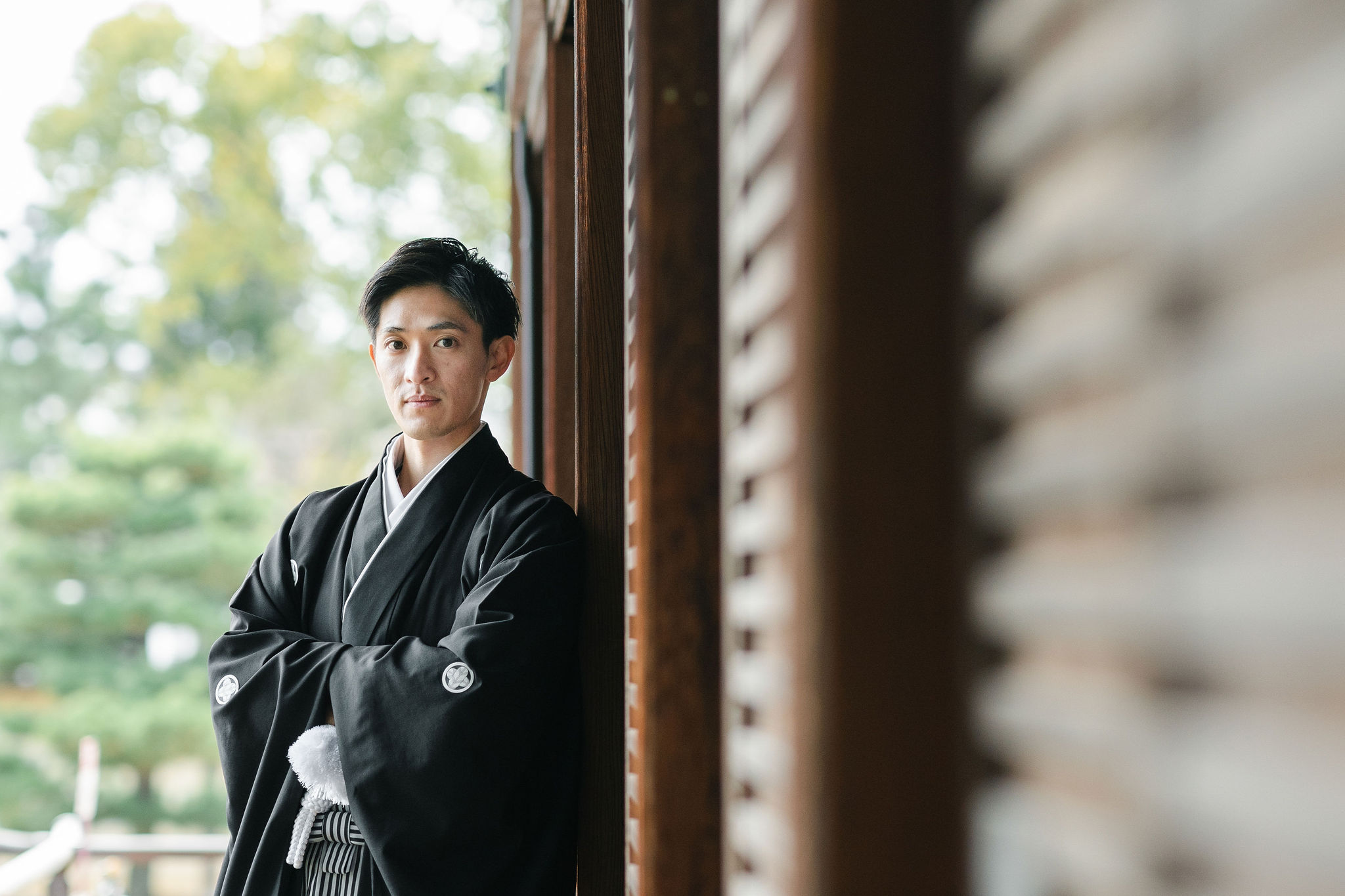 冬の大覚寺前撮りイメージ（白無垢姿）