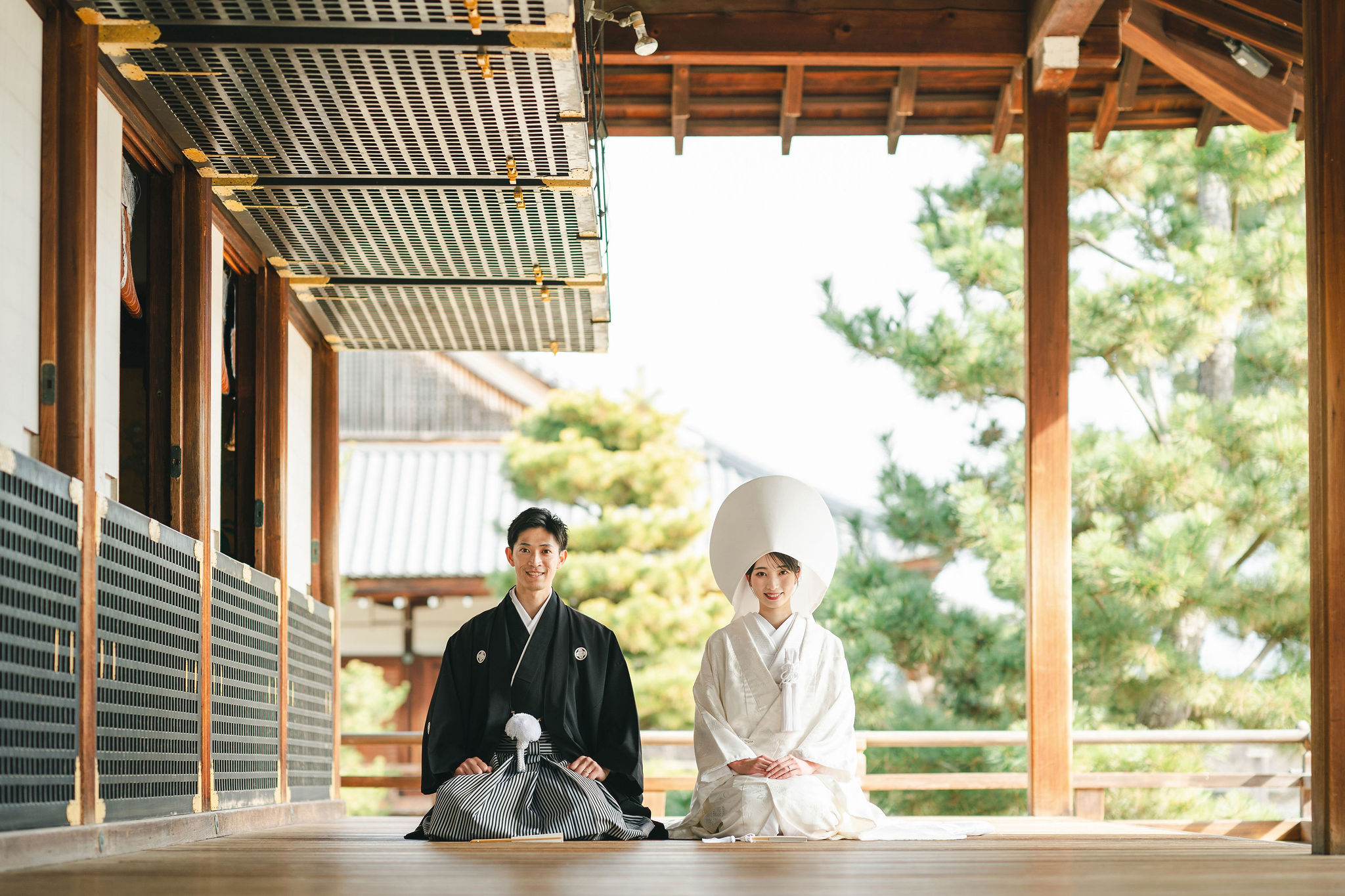冬の大覚寺前撮りイメージ（白無垢姿）