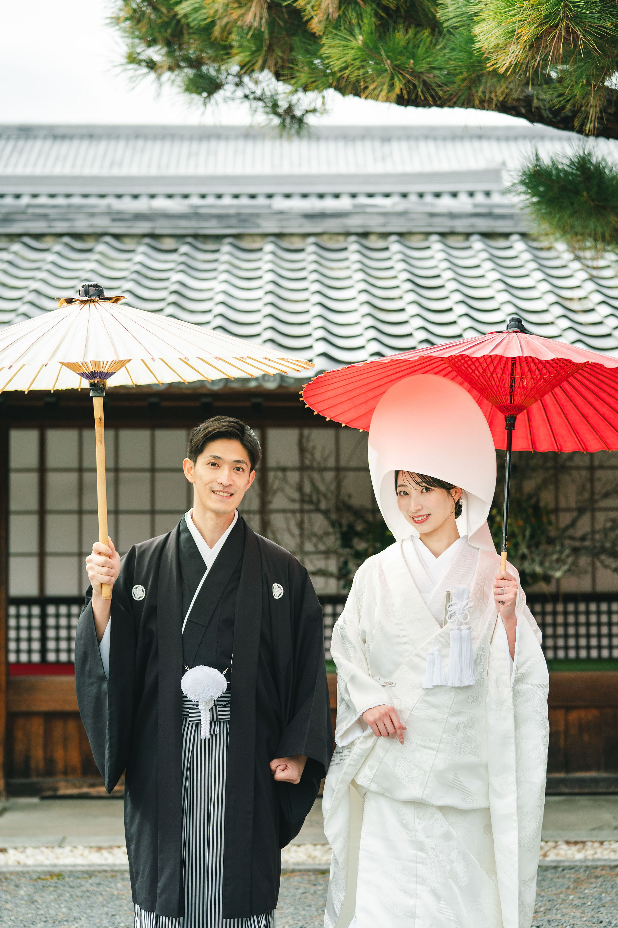 冬の大覚寺前撮りイメージ（白無垢姿）