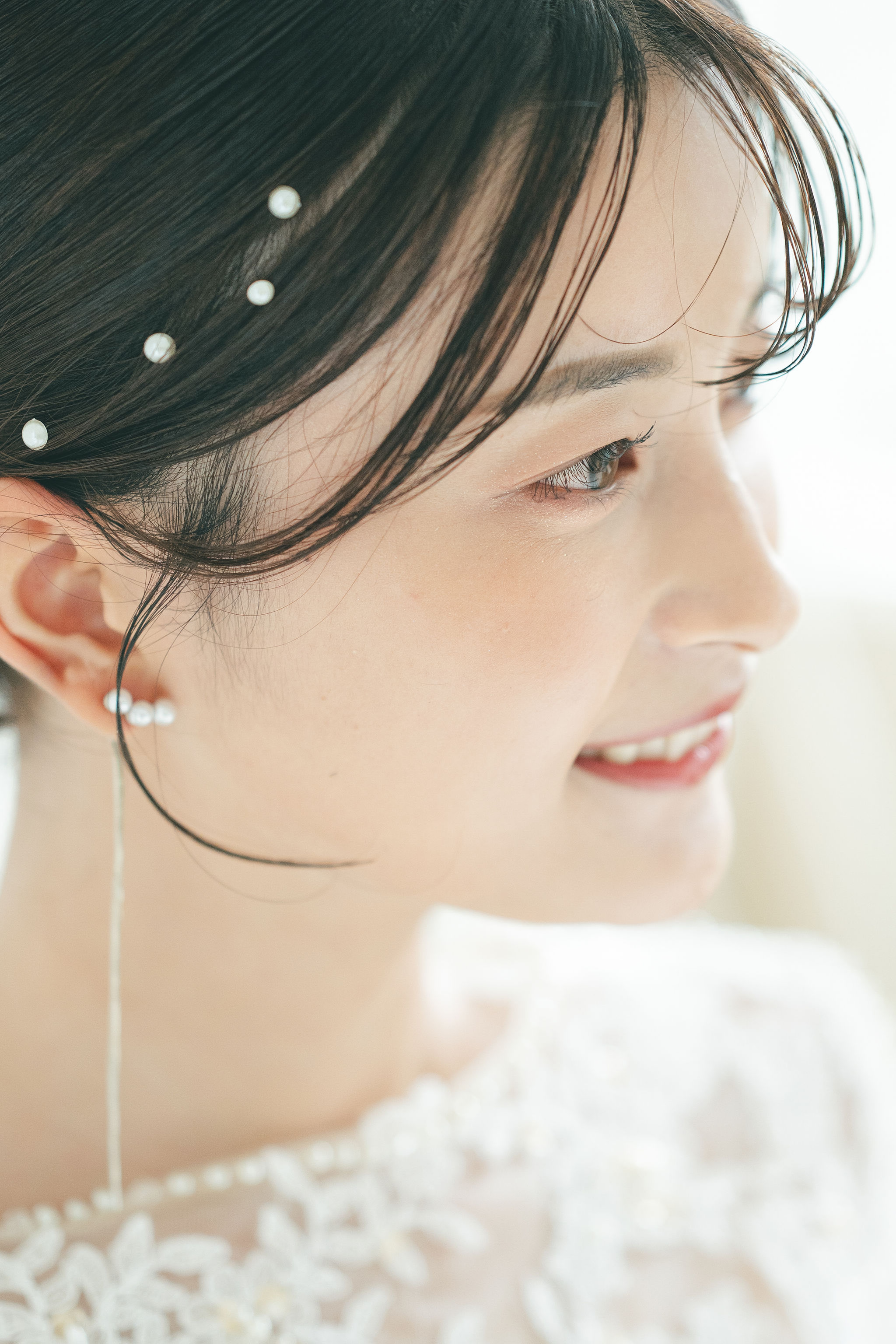 フォトウェディング 花嫁 パール ヘアアクセサリー シンプル 上品 京都 前撮り