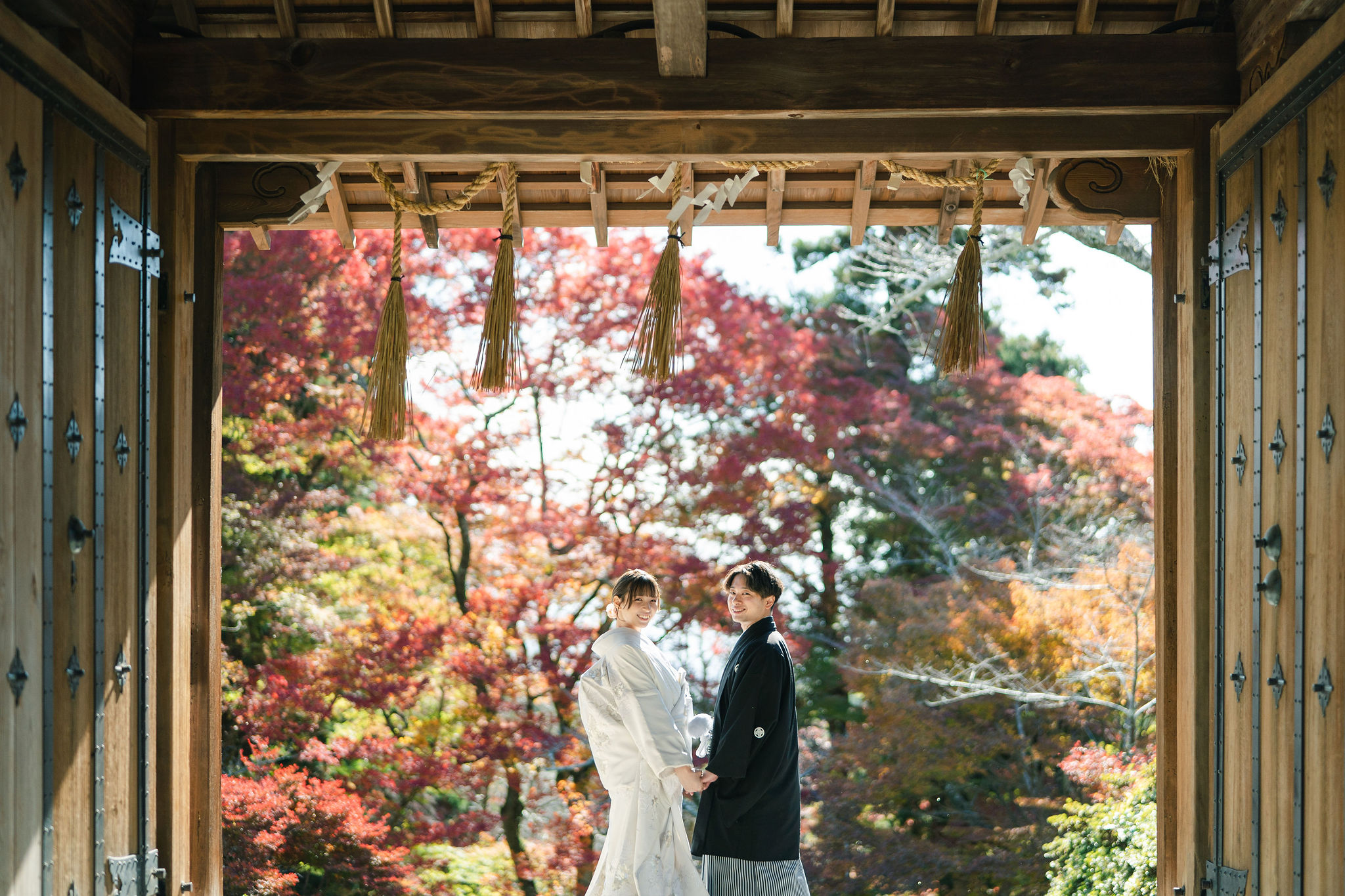 秋の毘沙門堂、紅葉前撮りイメージ