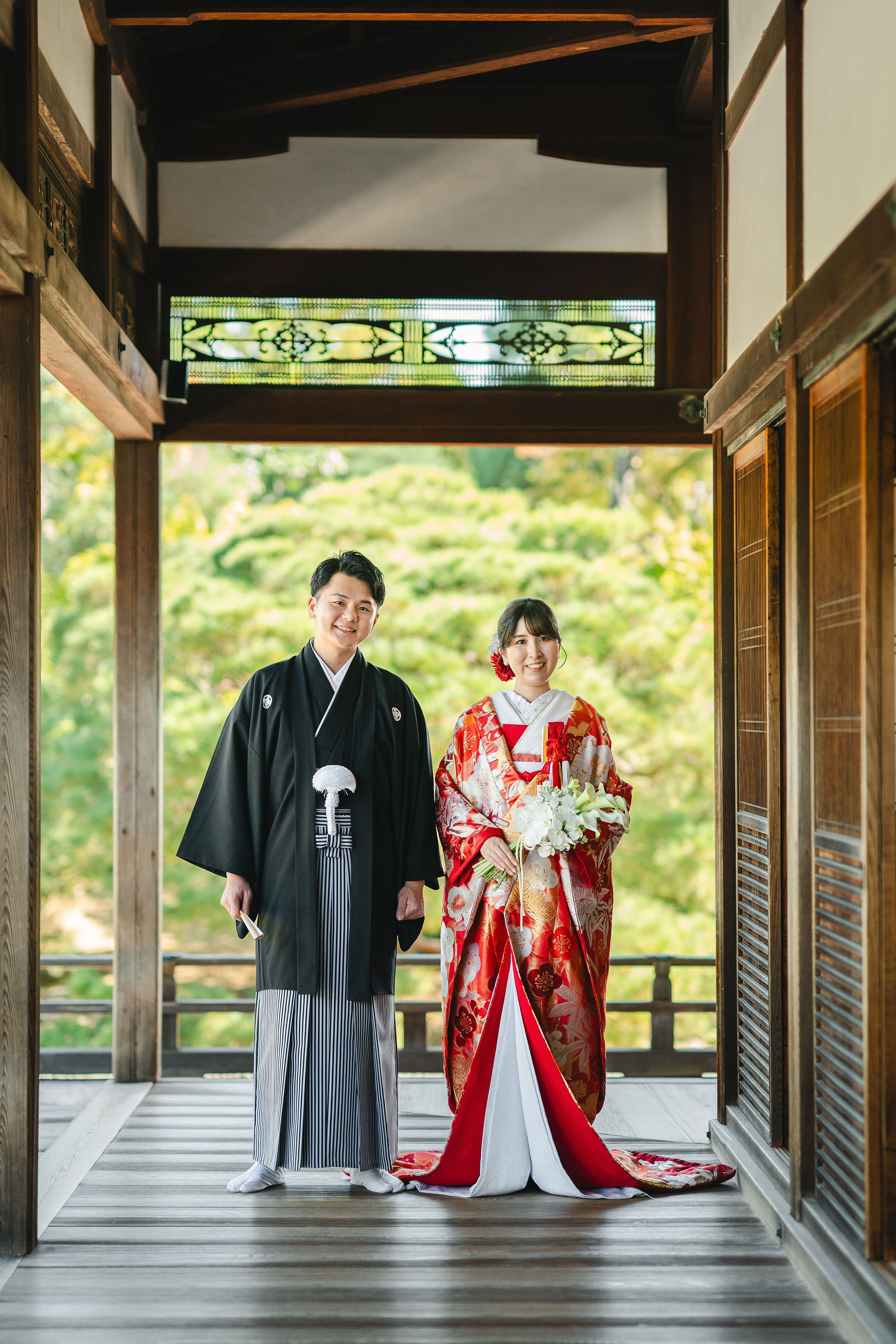 御所庭園で色打掛